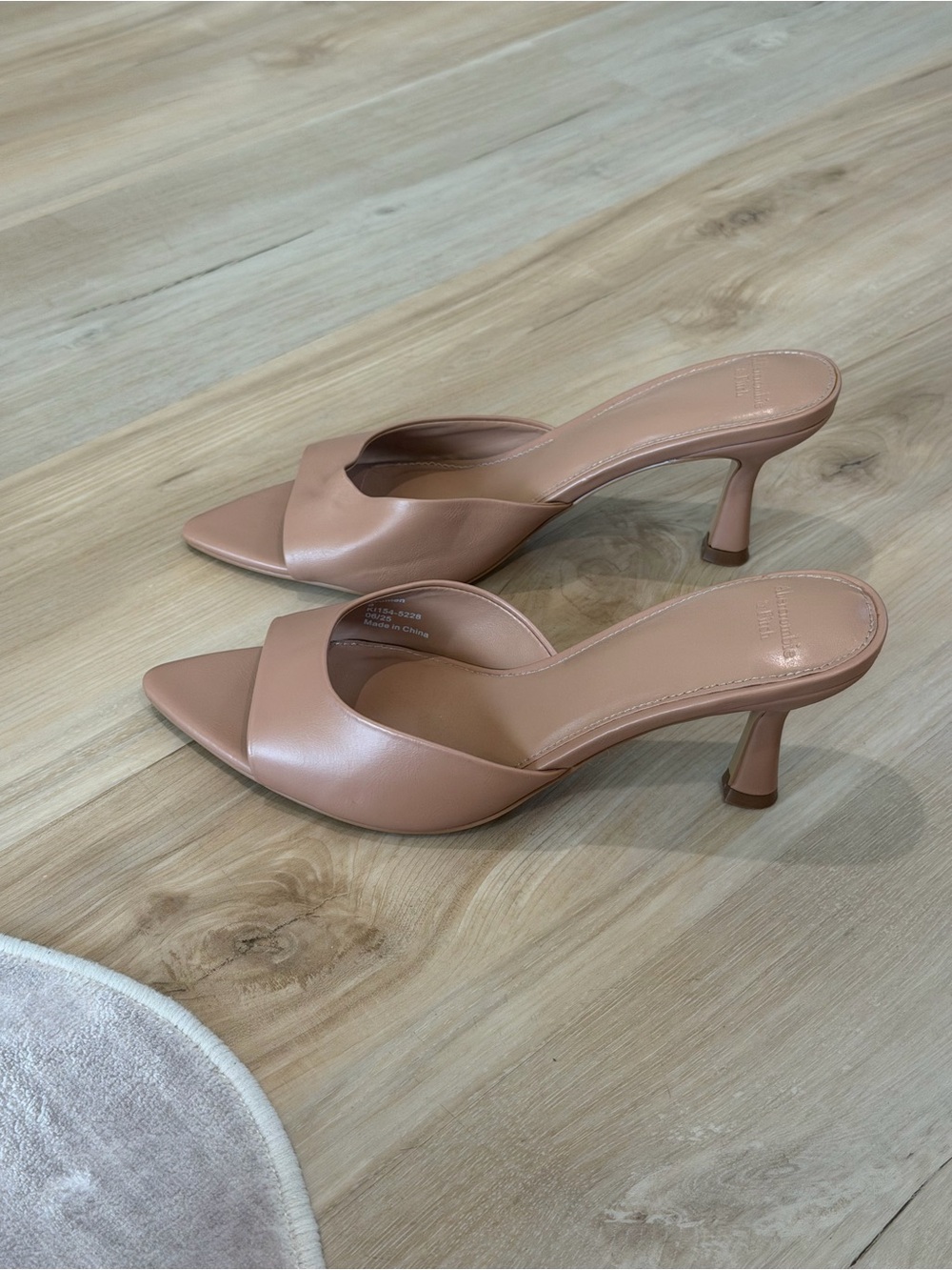 Nude Pointed-Toe Slide Heels - Women's